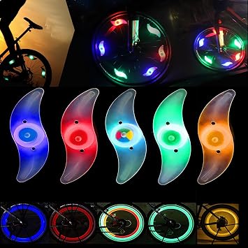 5PCS Colorful LED Bike Wheel Light, Waterproof Easy Install Bicycles Wheel Spoke LED Lights with 3 Modes, for Bicycle Spoke Decoration Safety and Warning at Night