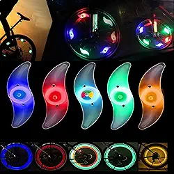 5 peças de luz LED colorida para roda de bicicleta, à prova d'água, fácil instalação, luzes de LED com 3 modos, para decoração de raio de bicicleta, segurança e aviso à noite