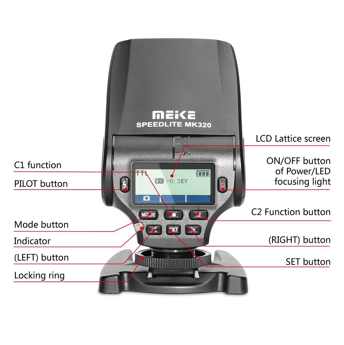 Mcoplus MK-320S Flash TTL GN32 Per Sony A7/A6000 E Compatibili – Con Diffusore E Custodia