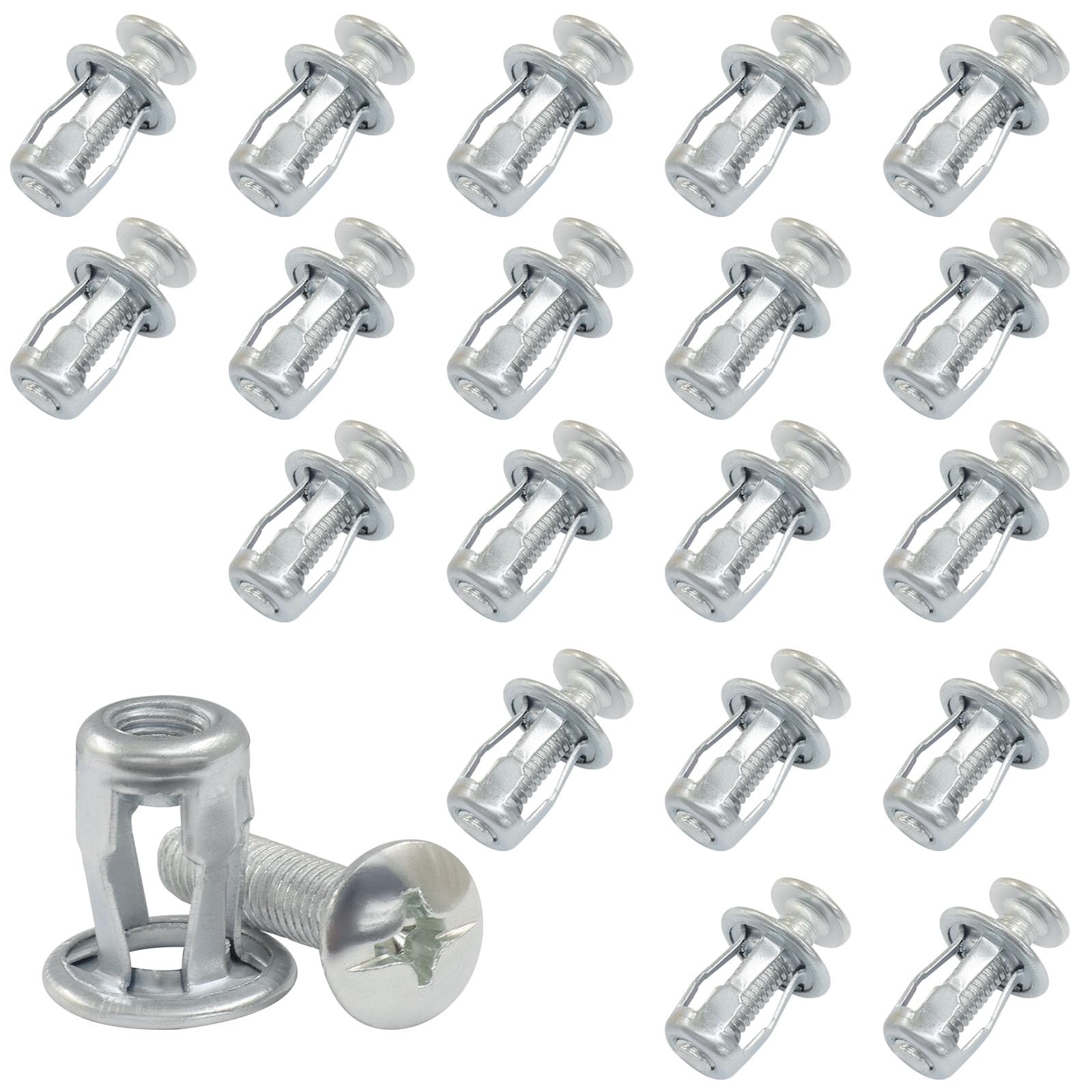 20 Pack M6*25 Hollow Wall Anchors, Heavy Duty Cavity Fixing Anchors, Secure Fixings for Thin Walls/Aluminium Cladding Sheet/Steel Pipe/Iron Sheet/Hollow Plastic Sheet(M6 x 1")