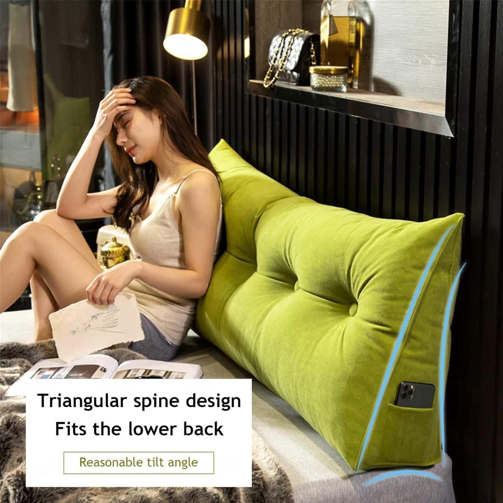 YSZBD Cojin Lectura Respaldo De Cama Almohada Triangularcojines Grandes Cojin Respaldo Sofa Cojines Grandes Camarespaldo Cabecero Desmontablefunda Lavable,#3-150x50x20cm