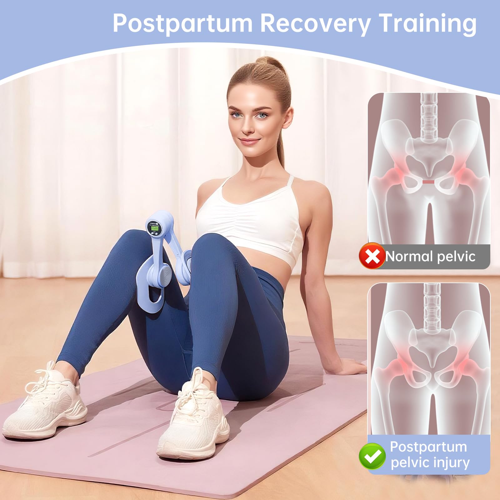 Attrezzo Interno Coscia, Allenatore per Cosce con Conteggio Intelligente, Attrezzi Esercizi Pavimento Pelvico Muscoli, Attrezzatura per Fitness Tonico della Coscia, per Gambe, Braccia, Post-Partum