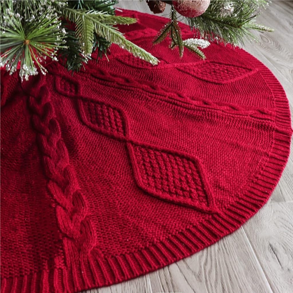 Tree Skirt Christmas Christmas Tree Skirt Decoration Knitted Solid Color Striped Tree Skirt Christmas Tree Skirt Decoration Christmas Skirt Tree