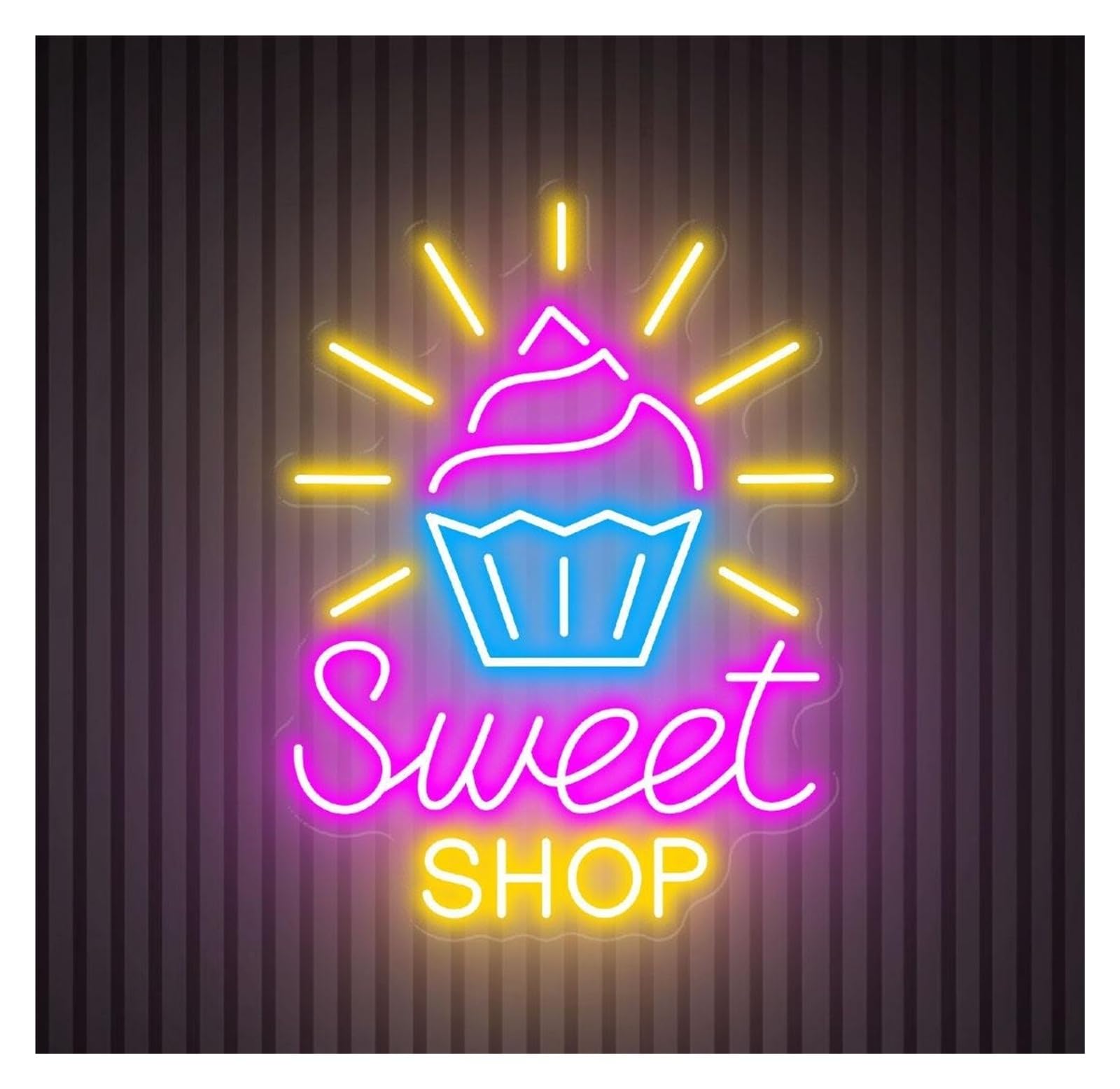 RONGCH Hanging Art Signs Bakery Sweet Shop Neon Sign Coffee Bar Cafe Home Kitchen Wall Art Cupcake 50cm