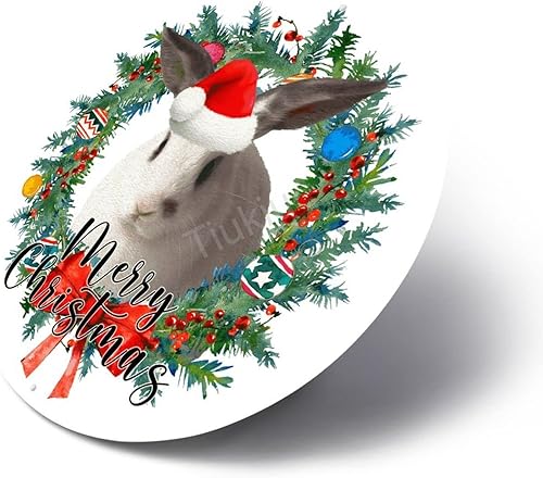 Miniatura 3 de Letrero de metal de bienvenida, corona de conejo de Navidad, letrero de lata de metal rústico, decoración de pared para el hogar, cocina, bar,