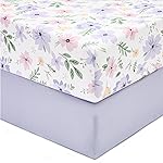 TILLYOU Baby Crib Sheets for Boys Girls, Super Soft Toddler Bed Sheets, 2 Pack Sheets for Standard Crib Mattress 28x52in, Brilliant Little Flowers