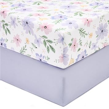 TILLYOU Toddler Pillowcase and Crib Sheets, Brilliant Little Flowers