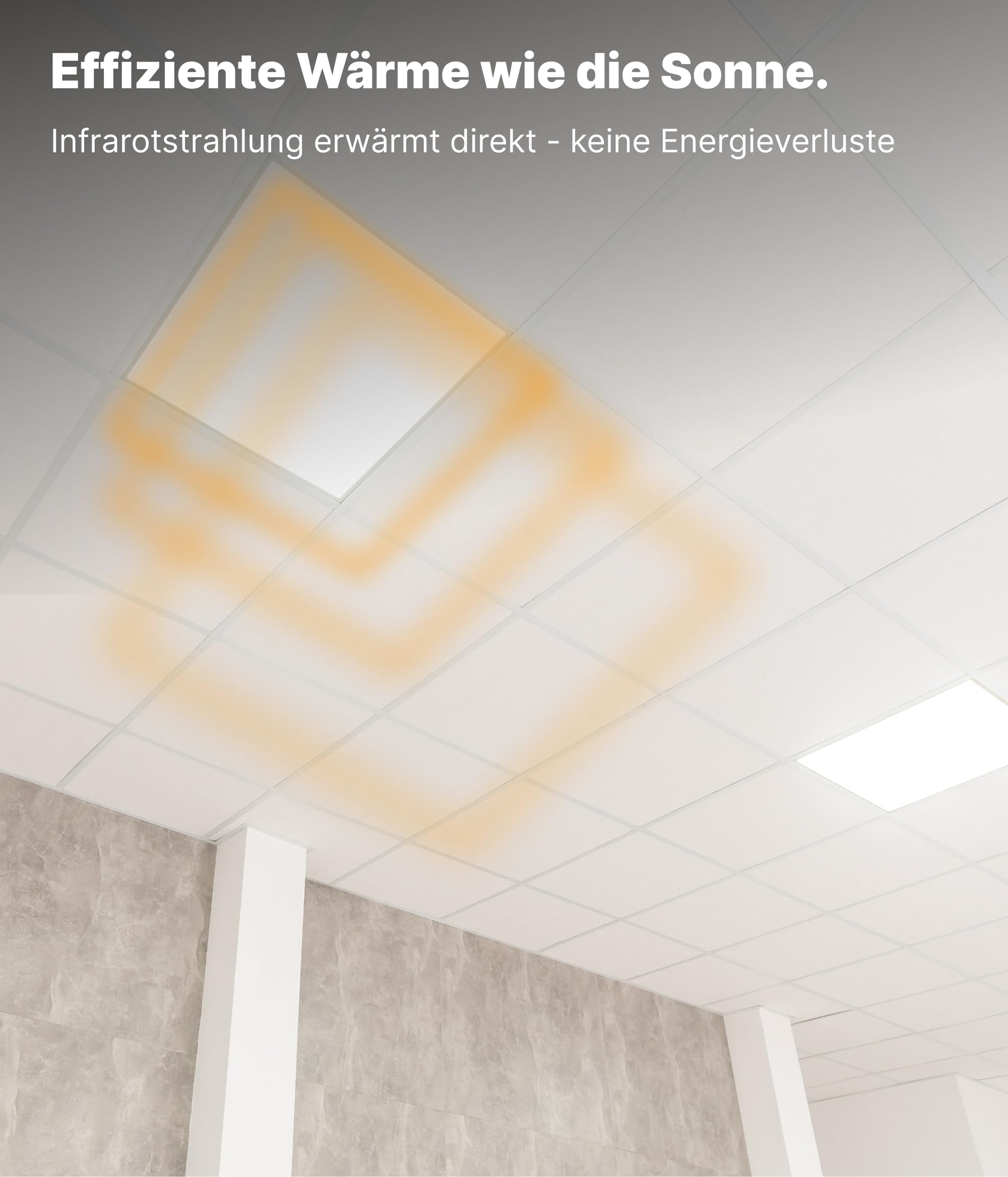 UMBRELLA® CF riscaldatore a infrarossi 60×60 cm 360 W con termostato TH12 – pannello riscaldante Carbon Crystal per parete, soffitto e controsoffitti modulari