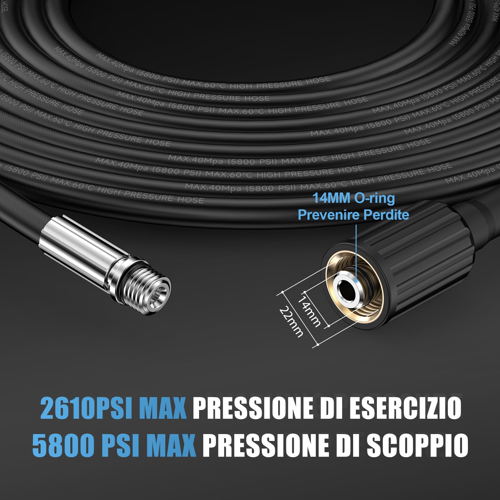 25M Sonda Sturatubi per Idropulitrice Karcher K2-K7, HD, HDS, Lavor, Bosch | 180Bar, 2 Ugelli: Fisso e Rotante, 3 Adattatori in Rame Resistenti all'Usura, per Karcher K2/K3/K4/K5/K6/K7 HD HDS e Parkside