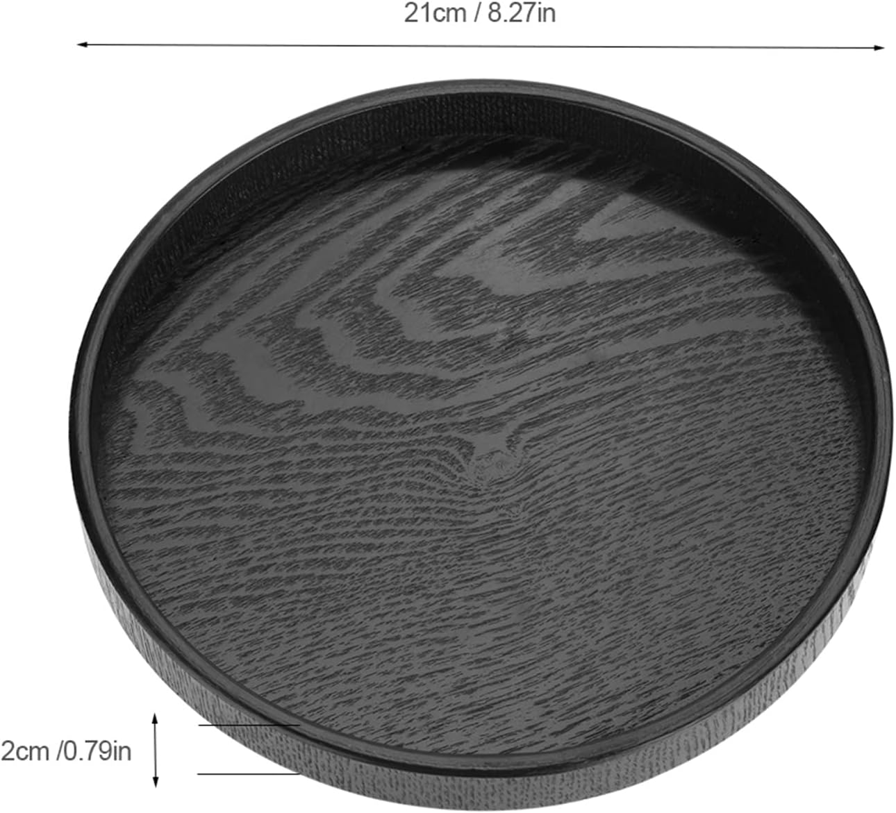 Round Wood Serving Tray, Black Tray Decorative Tray Non Slip Tea Coffee Table Tray Snack Plate Food for Restaurant Home Decor (24cm)