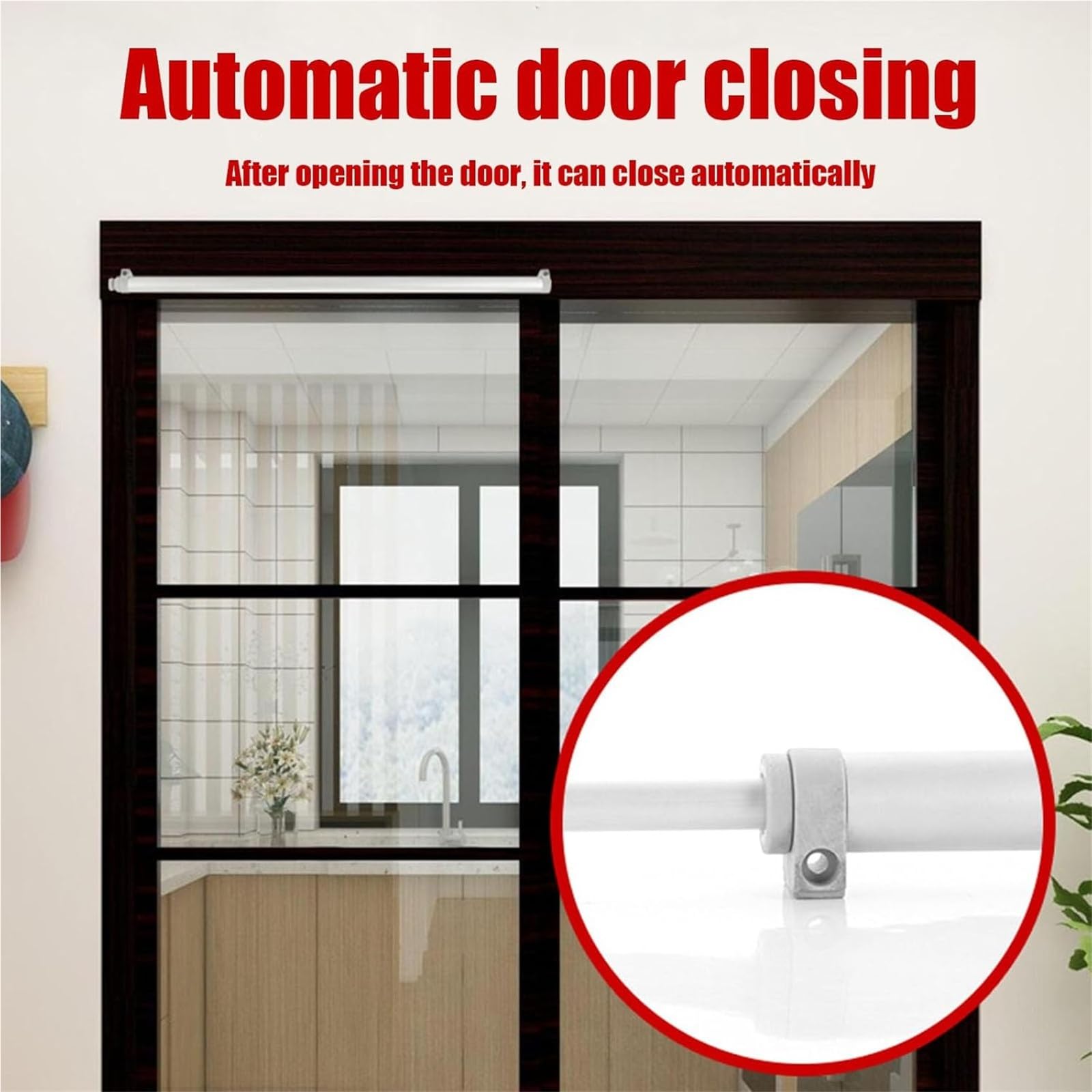 Cierrapuertas automático corredizo para Patio, de aleación de Aluminio, con Velocidad de Cierre Ajustable.