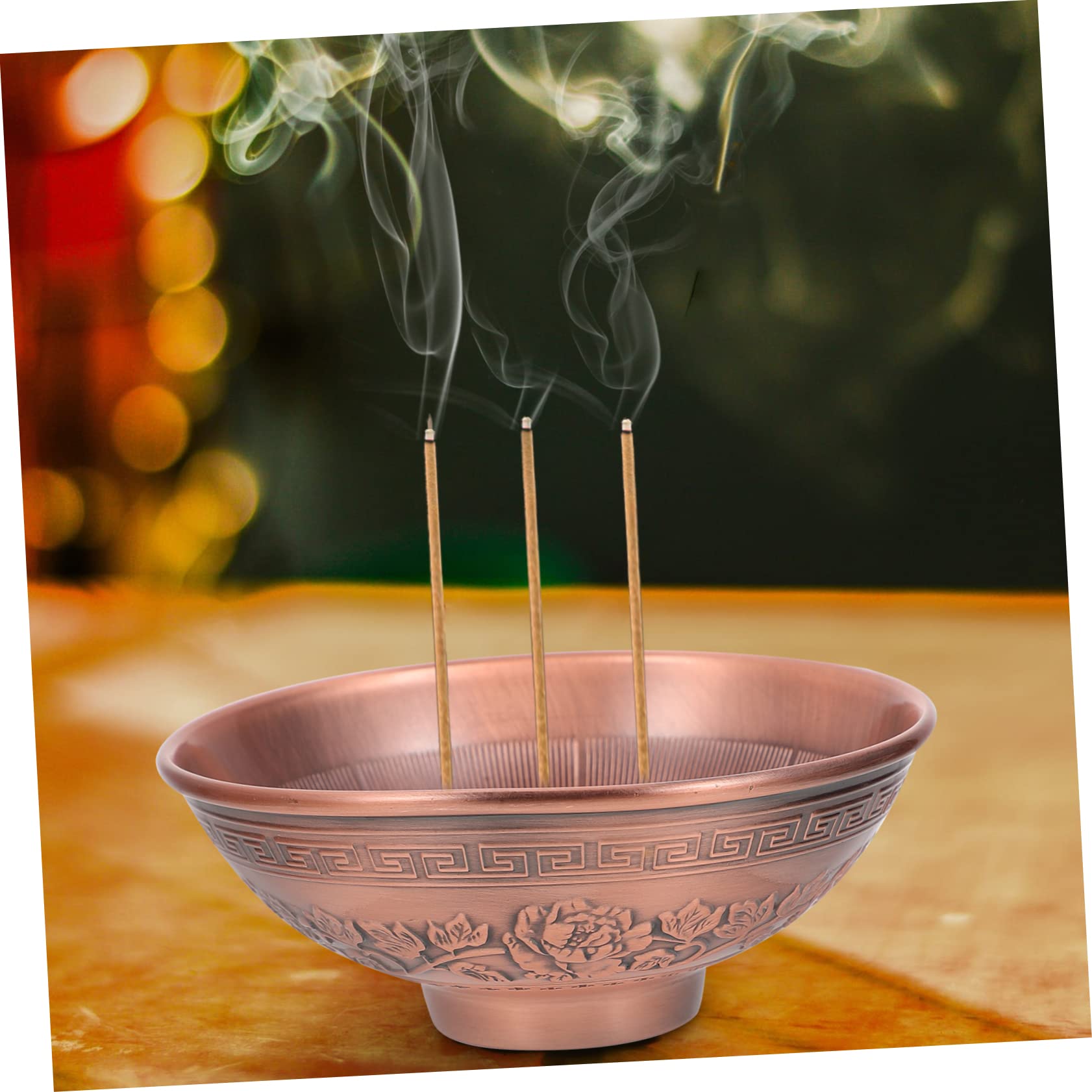 Ciieeo 3 Piezas Quemador de Incienso decoración del hogar de la Vendimia Porta Incienso Budista Buda Budismo Home Decor incensario purificador de Aire incensario Budista Cobre Rojo