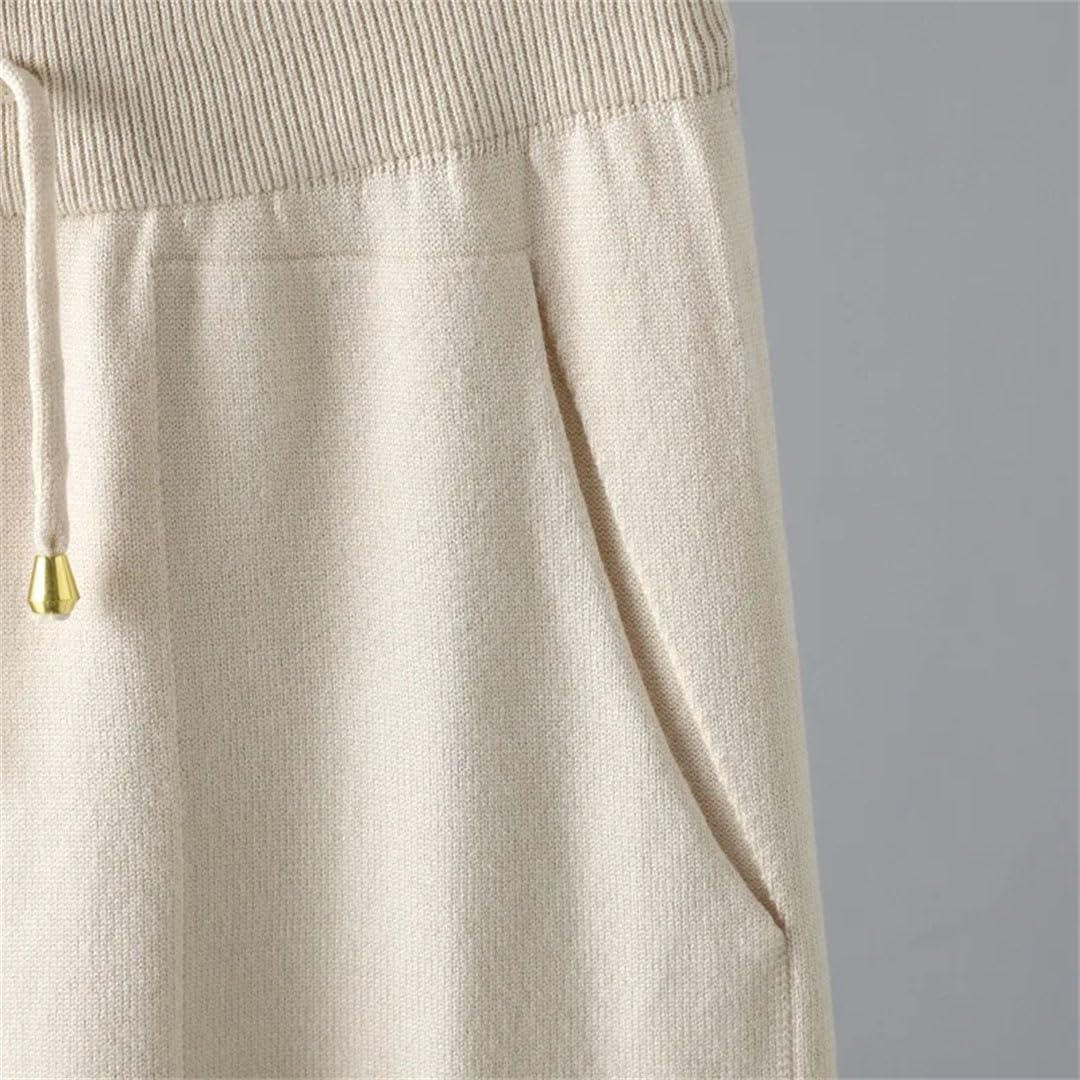 Ensemble deux pièces pour femme avec col en V et pantalon tricoté