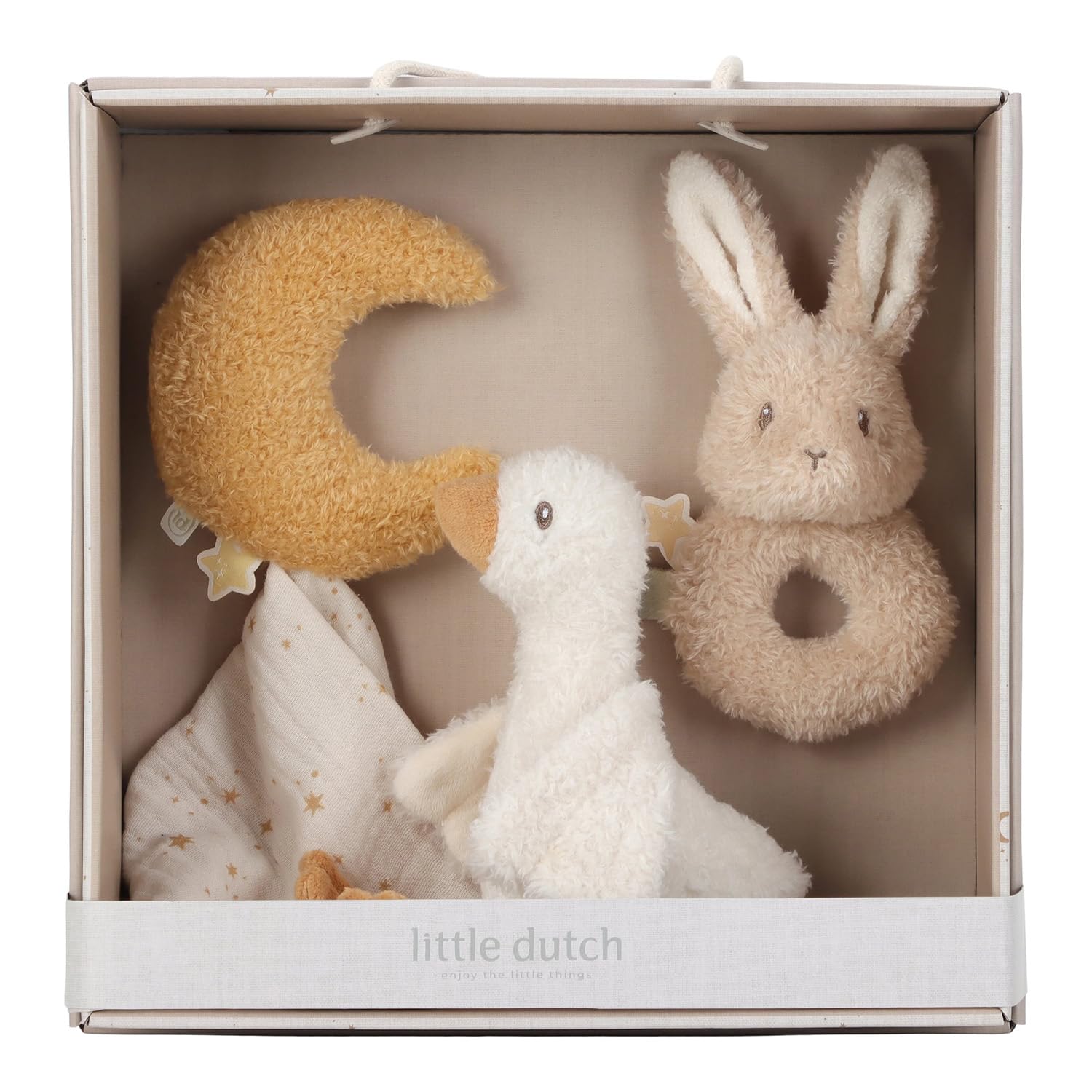 Little Dutch Newborn Naturals 8415 - Set regalo da 3 pezzi (panno per coccolare, afferrare, peluche di peluche)