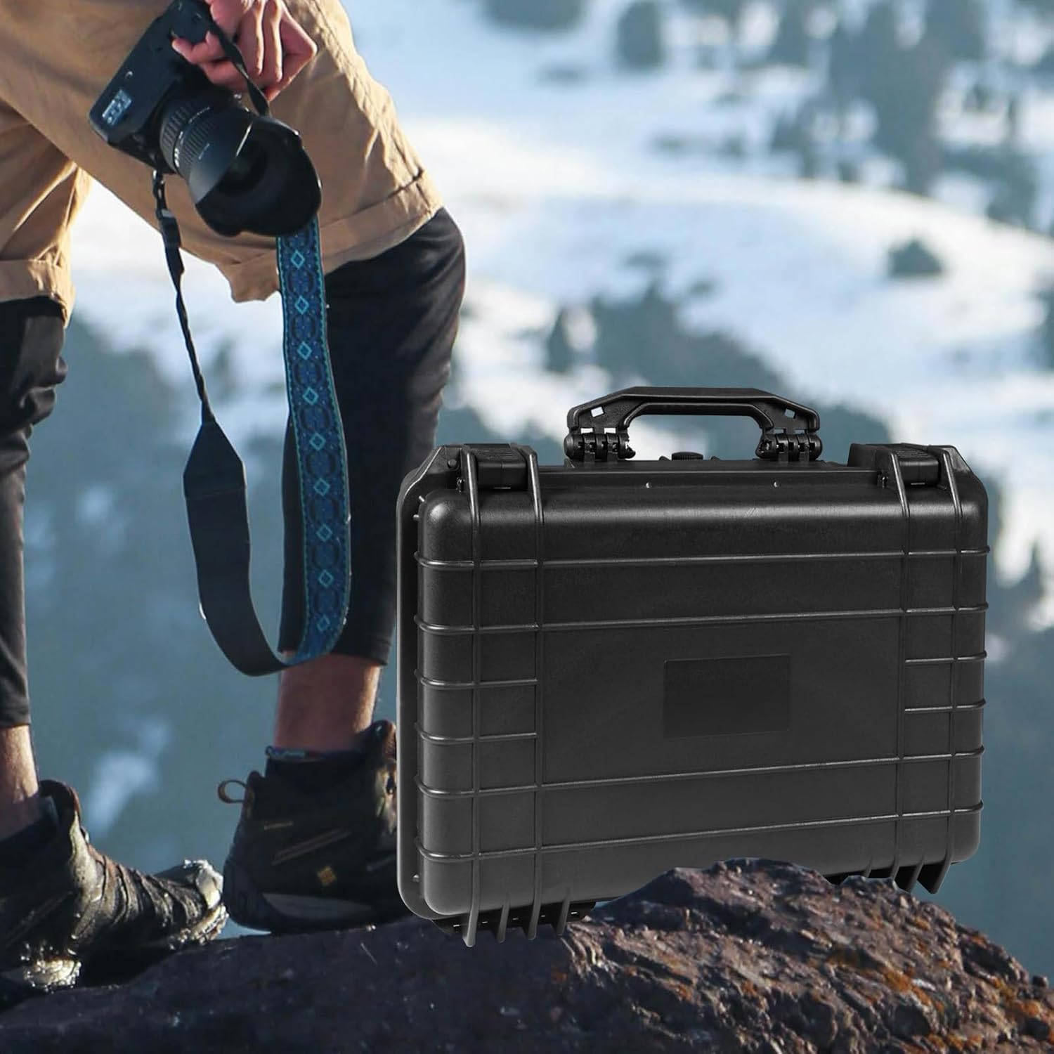 18x 13.8x 8 Inch Hard Case, Portable Weather Waterproof Protective Camera Case with Customizable Foam, Fit Use of Drones, Camera, Equipments, Black4 - Image 7