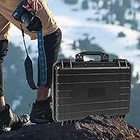 Vista 7 de Funda rígida de 18 x 13.8 x 8 pulgadas, funda protectora portátil impermeable para cámara con espuma personalizable, compatible con drones, cámara