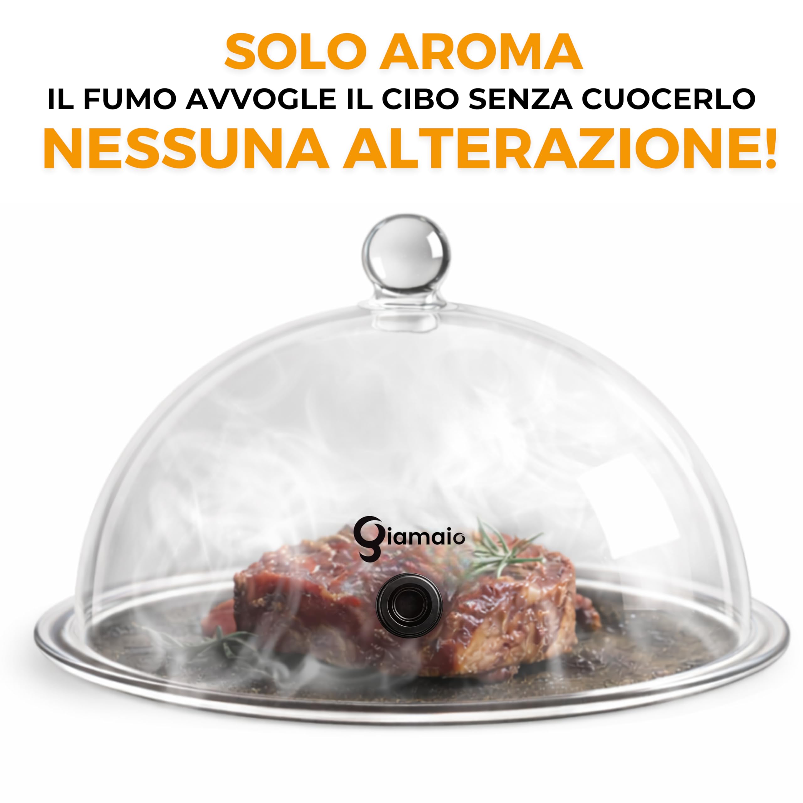 Domus - Set di 2 Cupole + 1 Disco Cocktail per Affumicatore da Cucina - Misure Campana Affumicatura di 25 e 18 cm - Compatibili con Affumicatore a Freddo Fumus + Ricettario Digitale