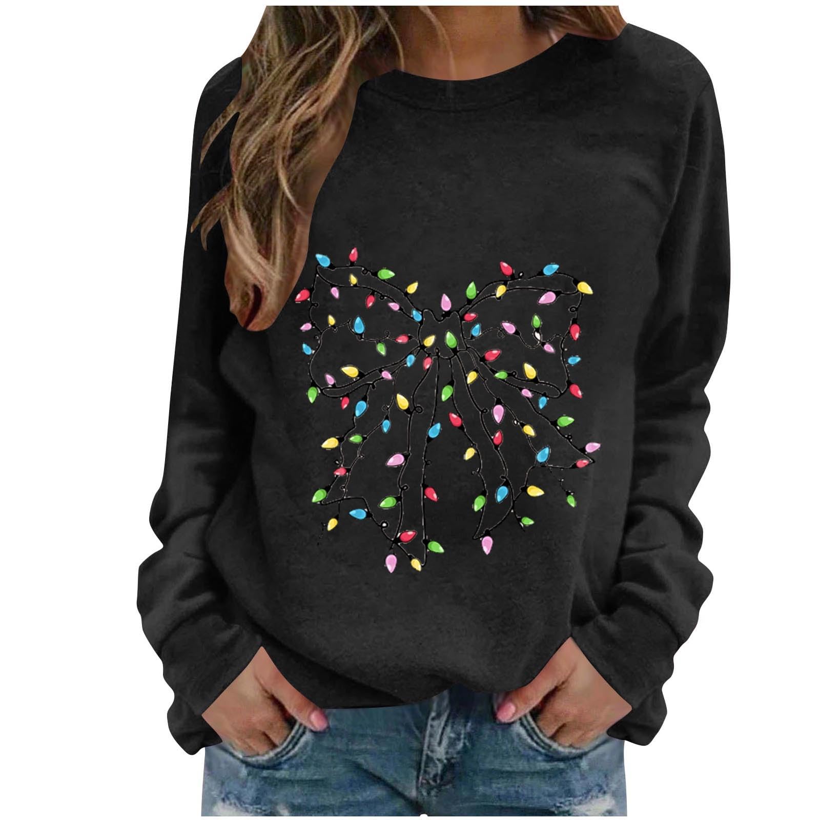 NaRHbrg Christmas Sweatshirts for Women Merry Christmas Pullover Shirt Holiday Vacation Graphic Tees Tops Xmas Sweater