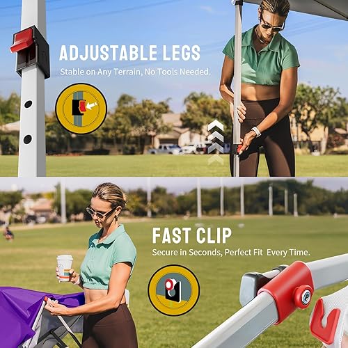 Miniatura 3 de Crowns Shades toldo desplegable para exteriores de 10 x 10 pies, toldo con apertura patentada de un solo toque, con bolsa de transporte con ruedas,