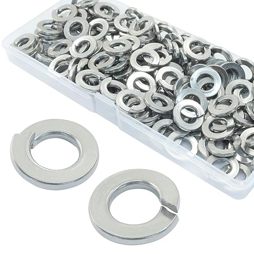 120 Pcs Split Lock Washer 1/4 Inch, 304 Stainless Steel Spring Lock Washer with Plastic Box