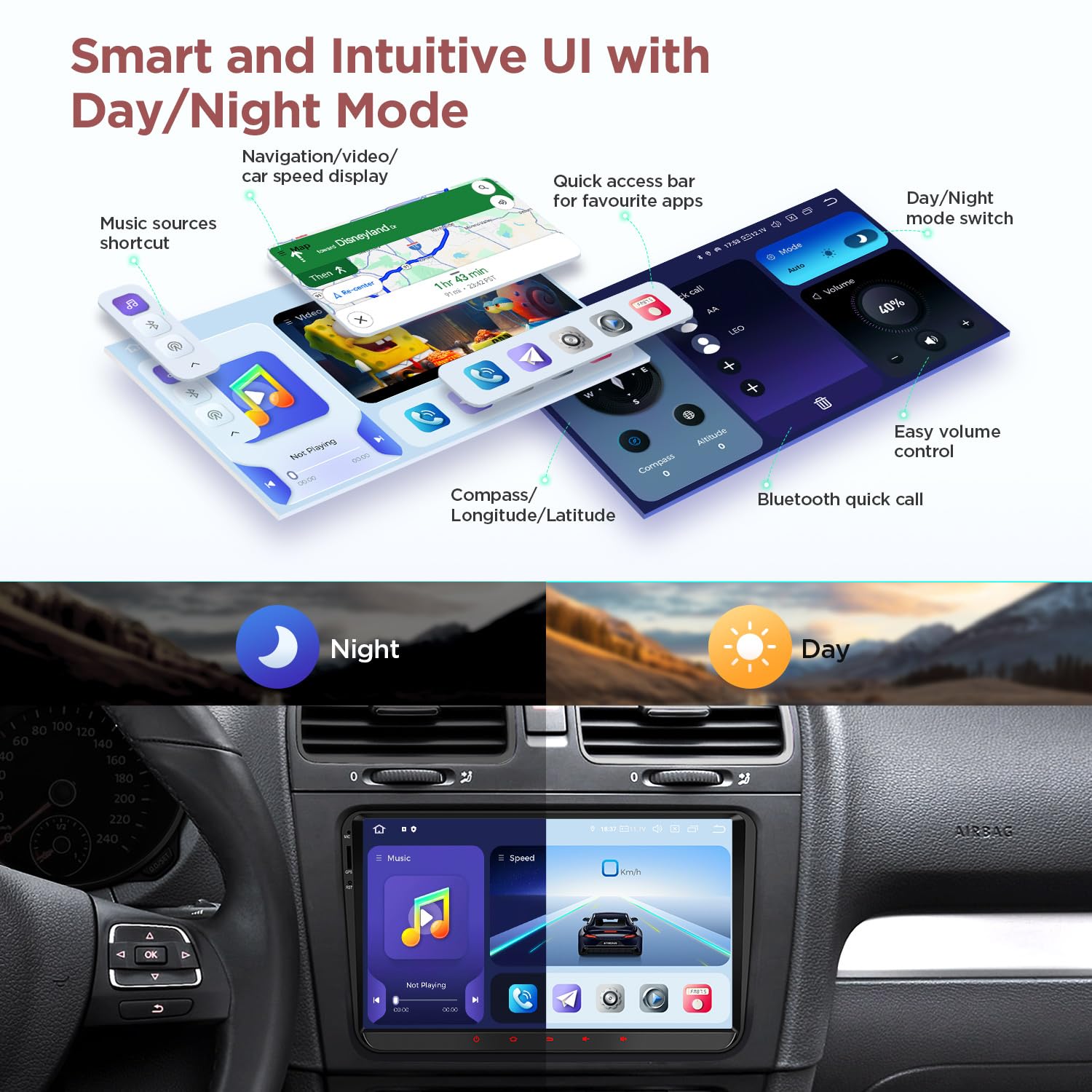 XTRONS Android 14 Autoradio Qualcomm 665 Octa Core 8+256GB Für Volkswagen Skoda SEAT 9 Zoll QLED IPS Eingebautes 4G LTE Car Play Android Auto HDMI-Ausgang WiFi GPS Bluetooth 5.0 Optional DAB OBD