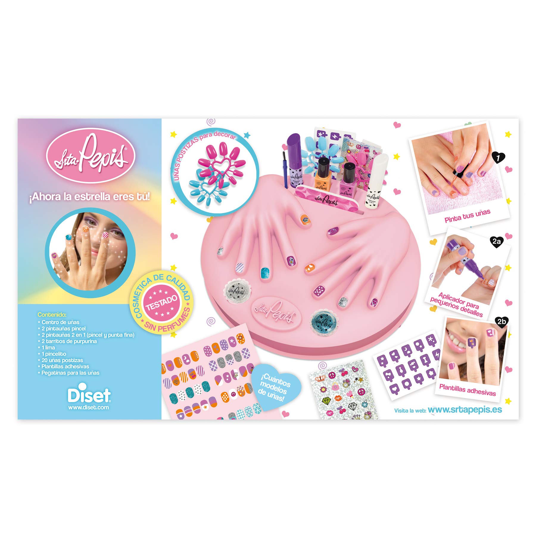 Diset - Centro de uñas de fantasía de la Señorita Pepis, Set de manicura a Partir de 5 años