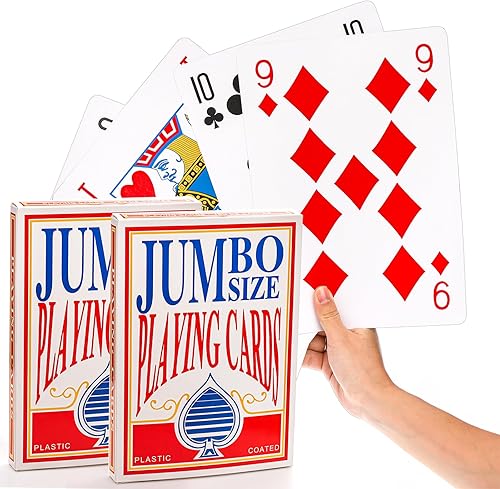 Yopay Paquete de 2 cartas de juego jumbo, baraja de póquer de gran tamaño de 8 x 11 pulgadas, cubierta completa gigante enorme de póquer de juego