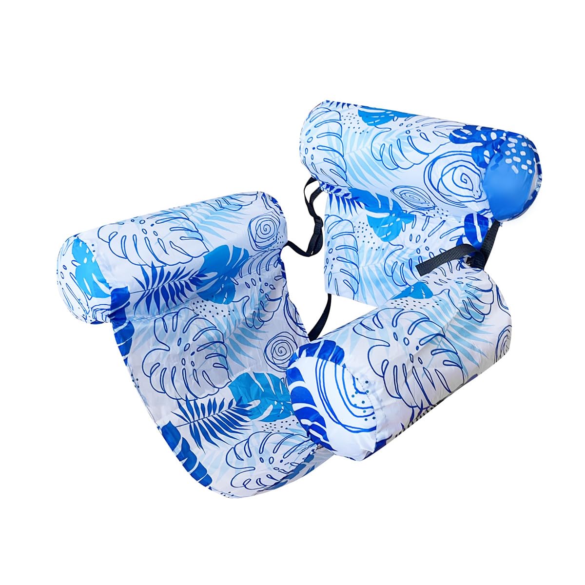 Inflatable Swimming Pool Floating Lounge Chair Tropical Themed Foldable Air Mattress With Backrest Suitable For Beach Vacations And Swimming Pools (Light Blue)