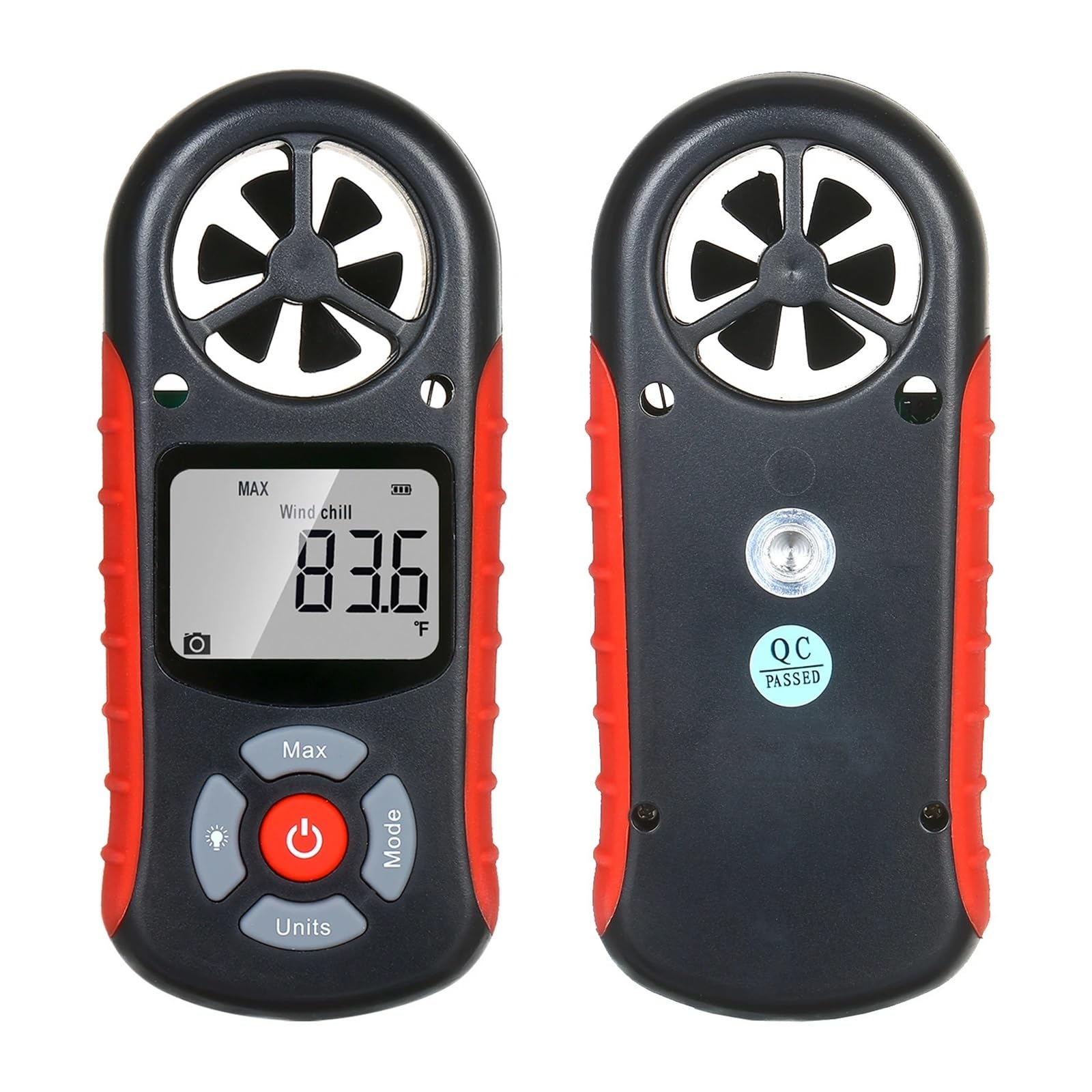 Anemómetro digital, Anemómetro Digital 8 En 1, Medidor De Velocidad Del Viento Mano Para Medir La Temperatura Y El Frío Con Pantalla LCD Retroiluminada