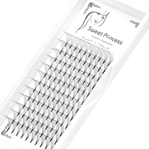 Miniatura 2 de 12 filas, 120 extensiones de pestañas postizas de volumen prefabricadas 10D, grosor de 0.003 in, rizo D, color negro, suaves, individuales, pestañas