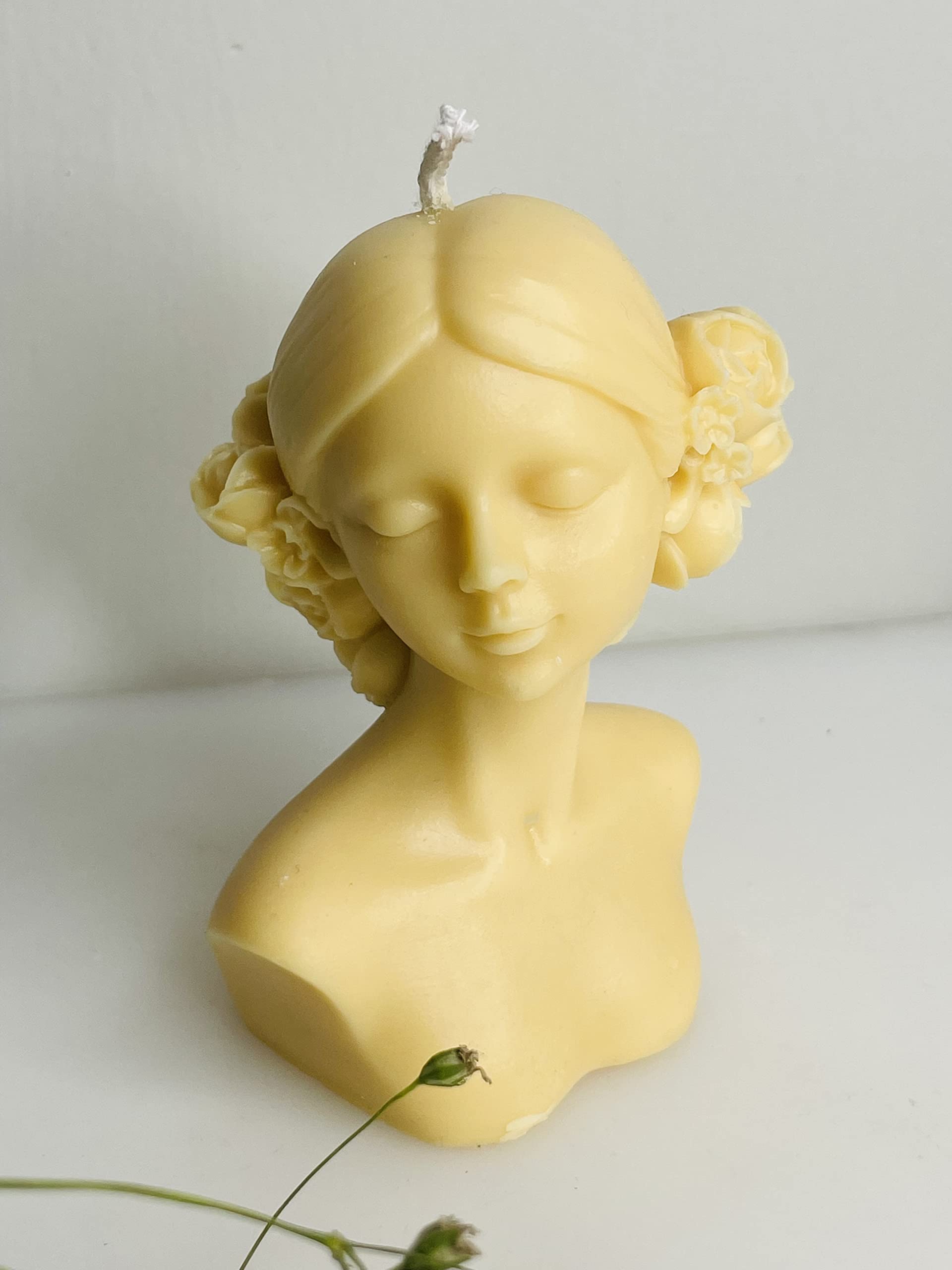 Flower Head Lady, Sculpture Women Candle | Daffodil Yellow Color | Mischeif Scented | 100% Soy Wax 125gm