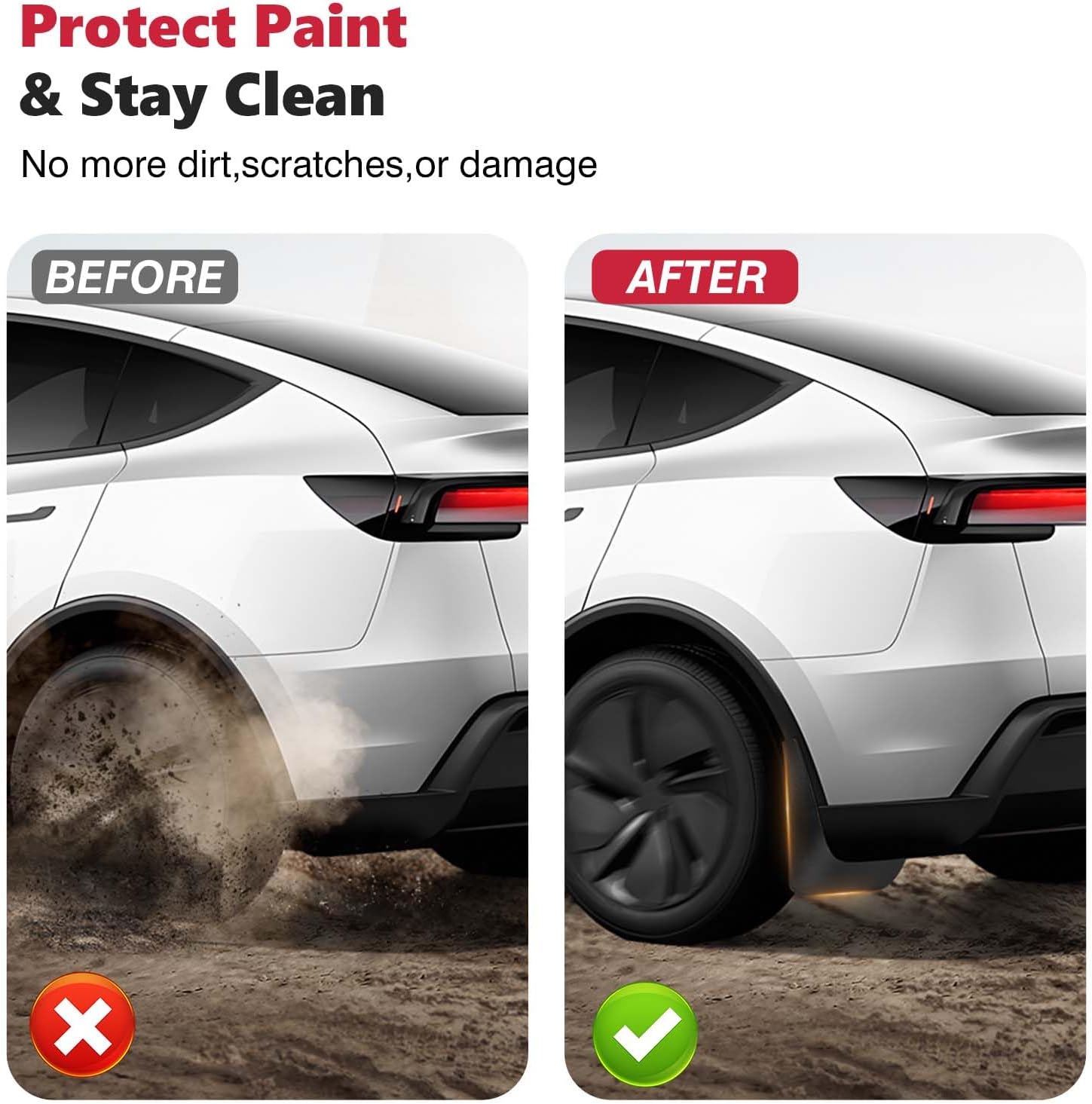 Sunsdrew Mud Flaps for Tesla Model Y Juniper 2025 2026 - All Weather Guard Splash Juniper Guards Mudguards - No-Drill 4PCS Model Y Juniper Fender Flares Accessories
