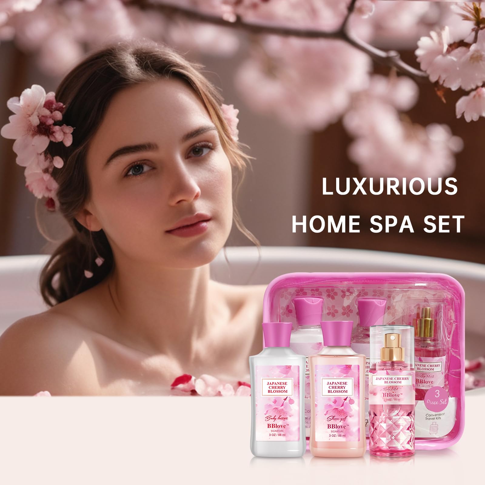Amazon.com : Japanese Cherry Blossom Bath Set, 3PC Travel Size