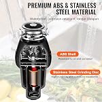 VEVOR Élimination des ordures, 3/4 HP 3260RPM Éliminer les déchets alimentaires en continu, 3-Bolt Système de broyage des déchets alimentaires avec réduction du bruit, cordon d'alimentation & Garde à éclats pour les éviers de cuisine