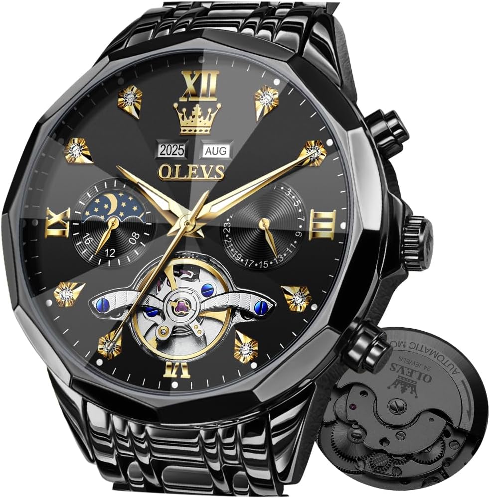 OLEVS Automatic Watch for Men Luxury Diamond Self Winding...