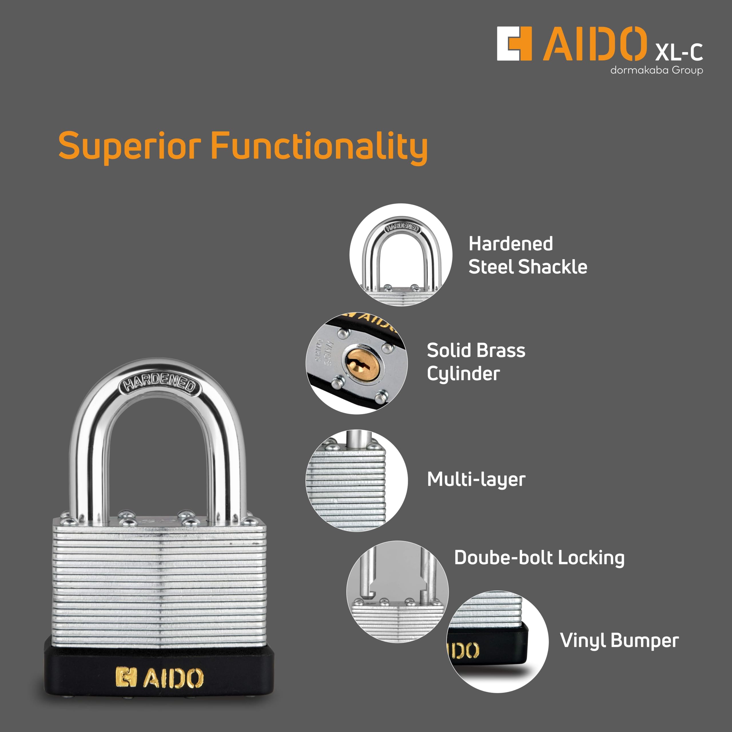 AIDO 40mm Laminated Steel Padlock | Heavy Duty Waterproof Multipurpose Lock for Home, Gates, Shutters, Shops, Warehouses & Trucks | Hardened Shackle, Rust Resistant | 4 Keys | 2 Yr Warranty — Amazon image 6