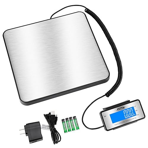 Miniatura 2 de ACTECK Báscula postal de envío digital, 460 lb x1oz de alta precisión con plataforma de acero inoxidable, retroiluminación LCD, cuatro modos de