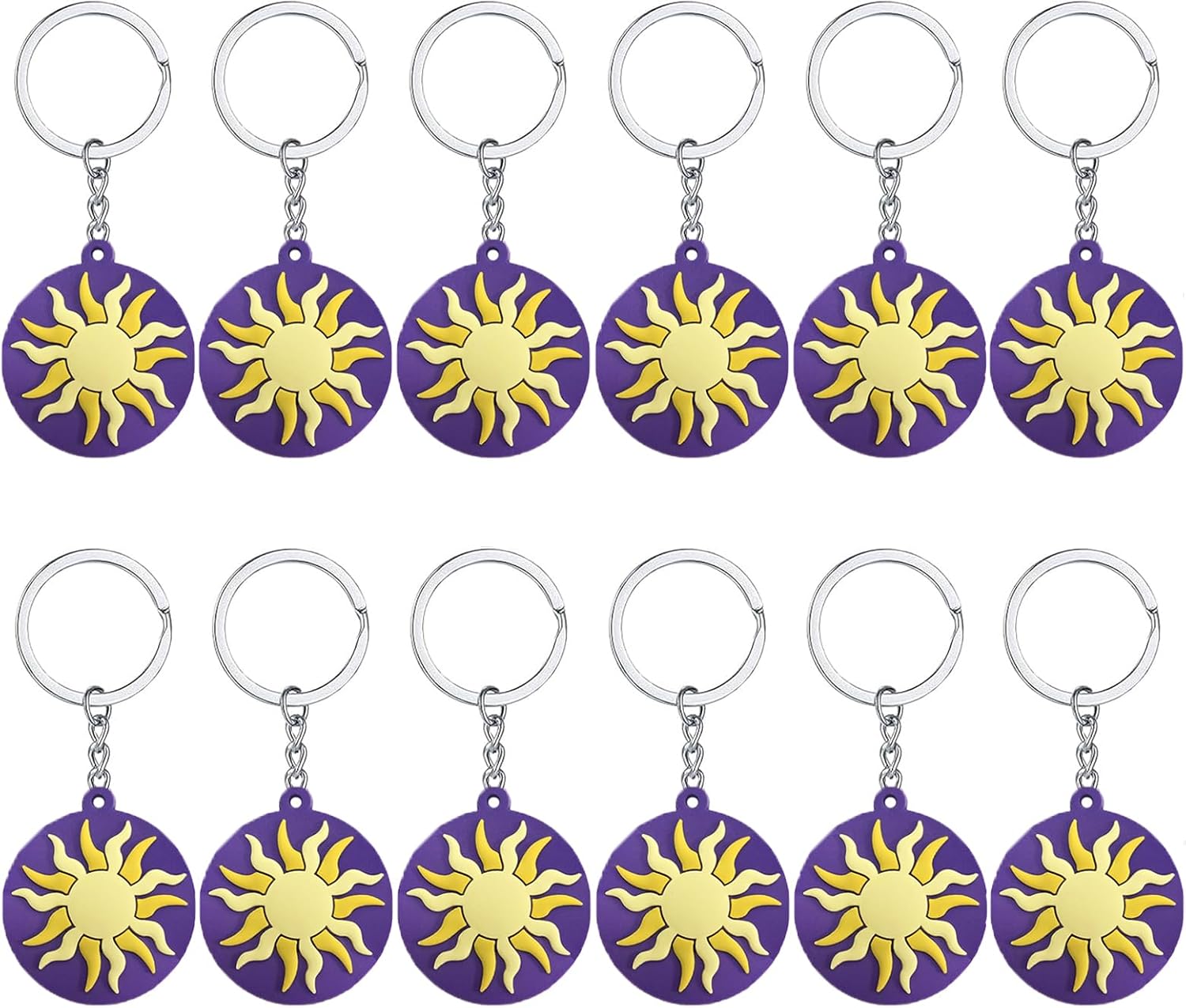 12 Pcs Princess Purple Sun Keychains Bulk