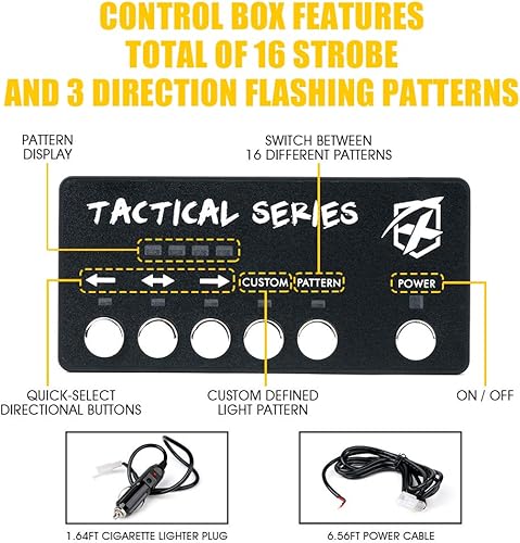Miniatura 4 de Xprite Kit de luces estroboscópicas de montaje en superficie LED ámbarblanco, parrilla lateral, luz intermitente de advertencia de emergencia con