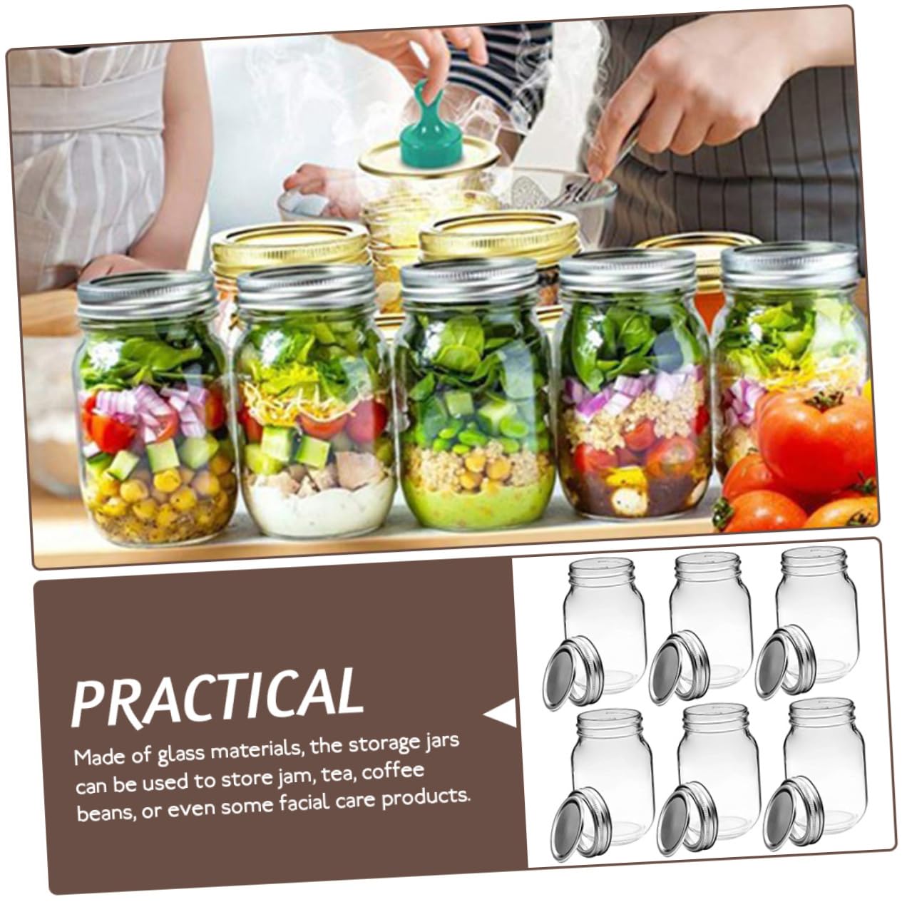 Alipis 6stücke Frischhaltedose Glas Mit Deckel Wiederverwendbare Küchengläser Für Gewürze Marmelade Honig Und Desserts Vorratsdose Mit Auslaufsicheren Deckel Für Lebensmittel