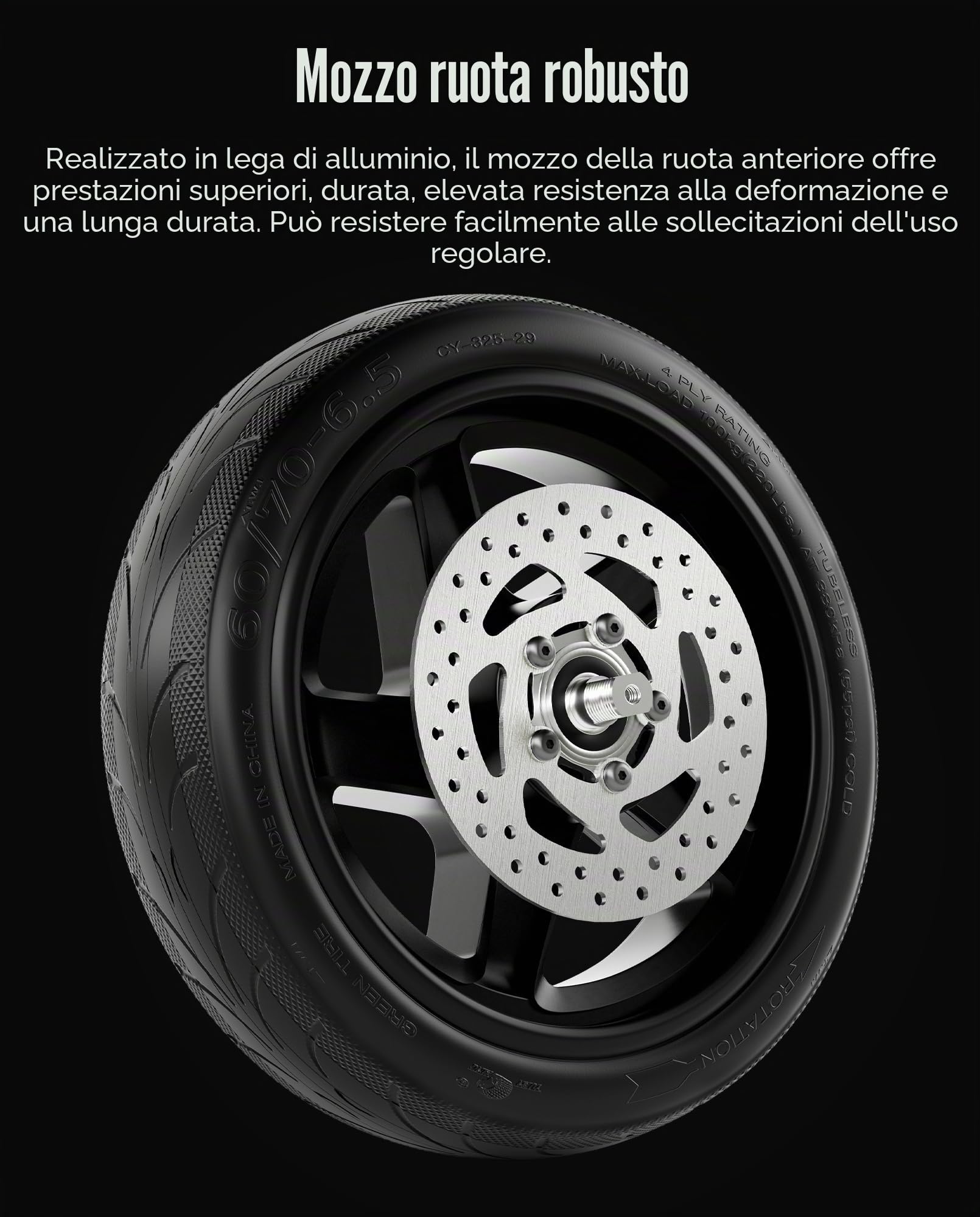 Assemblaggio ruote anteriori 60/70-6.5 compatibile con Segway Ninebot F2 / F2Plus / F2 Pro, ruote anteriori complete da 10 pollici, con pneumatici a vuoto e parti originali del hub ABS