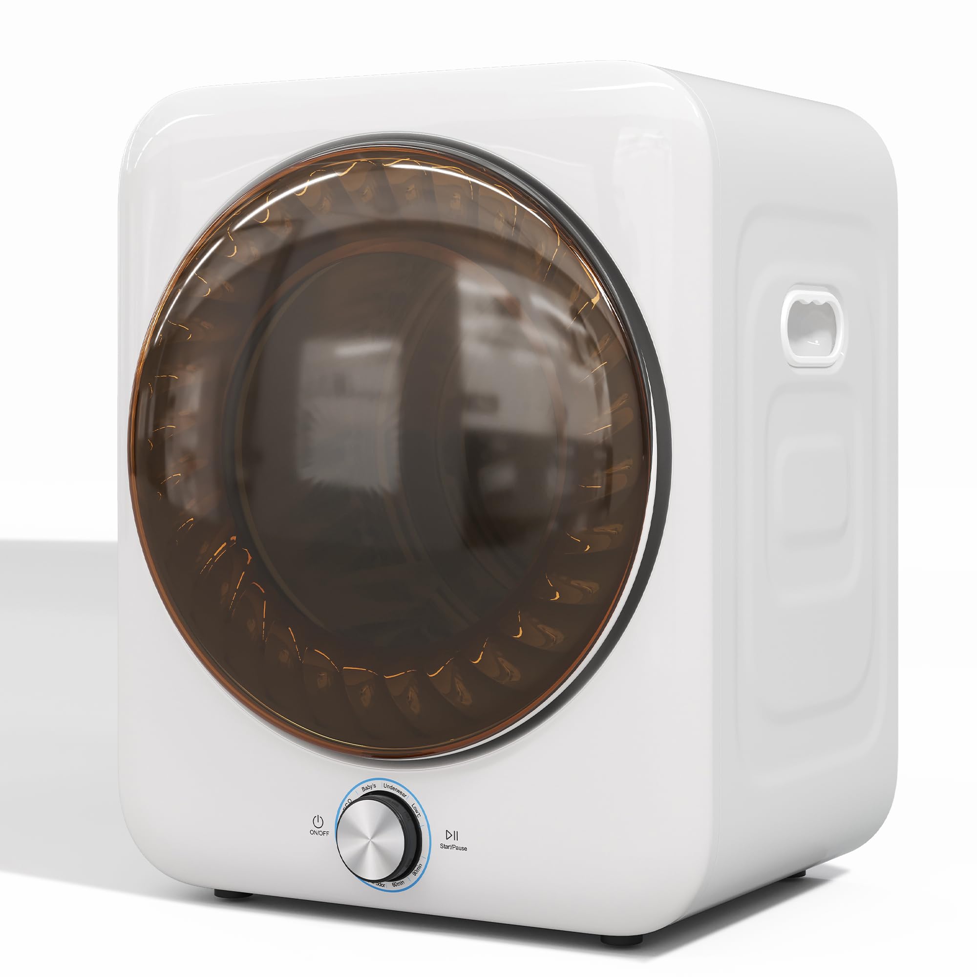 Merax Mini asciugatrice da 3 kg, 1350 W, con 8 programmi e sensore NTC, 65 dB, silenzioso, montaggio a parete, doppio filtro senza materiale di consumo, 53,5 × 42 × 65 cm, bianco