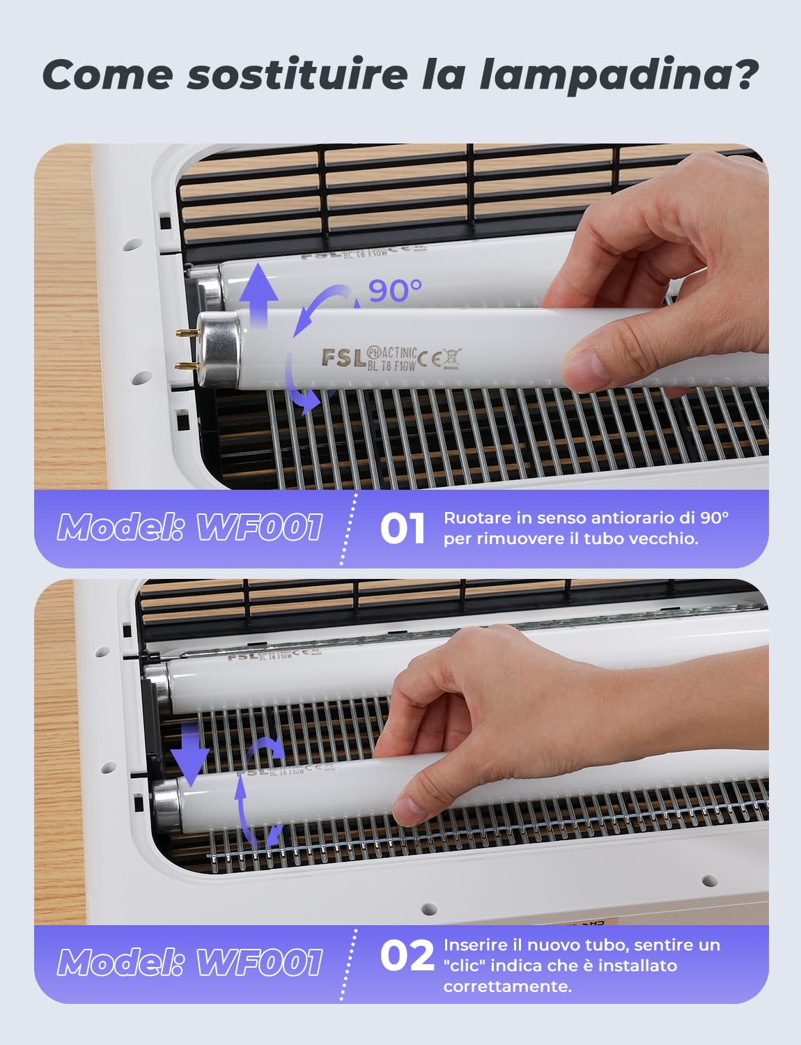 YISSVIC 4 Pezzi Lampada UV di Ricambio T8 per Lampada Antizanzare Elettrica da 20 W