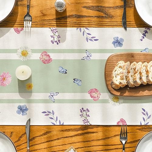 Miniatura 3 de Artoid Mode Vase Bloom - Camino de mesa de primavera con tulipanes y lavanda, decoración de mesa de comedor de cocina de verano para decoración de