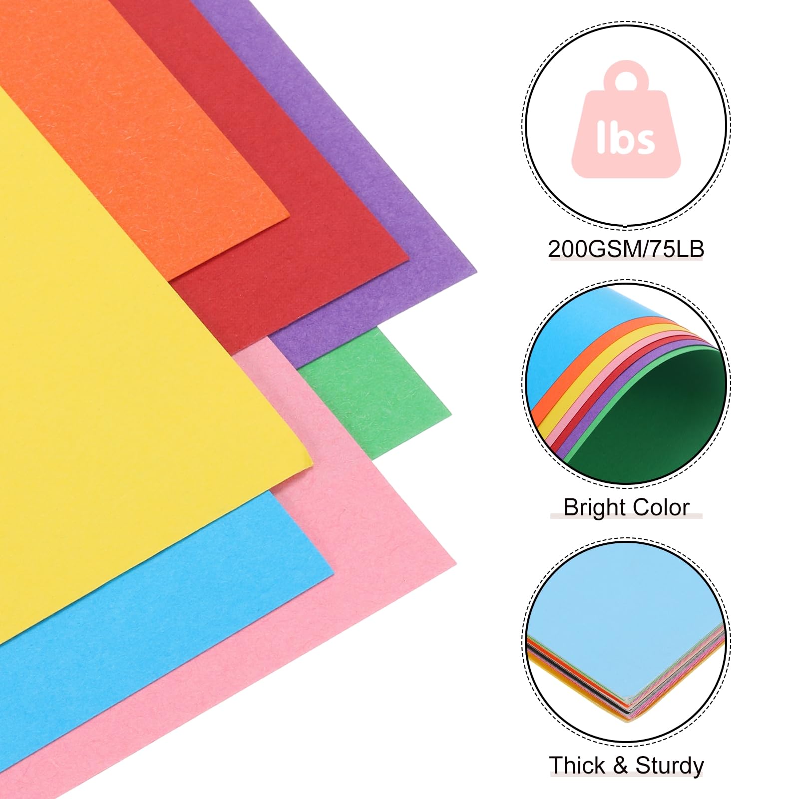 QUARKZMAN 30 Hojas de Cartulina de Colores, 20" x 15" Cartulina A4 de Colores Surtidos, 200gsm/75lb Cartulina para Manualidades, Scrapbooking, Creación de Tarjetas