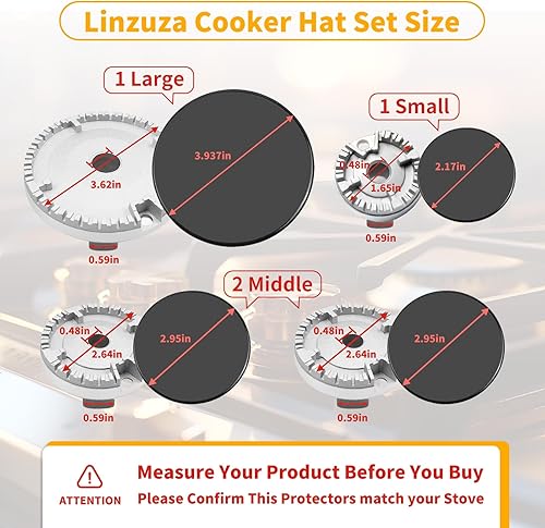 Miniatura 2 de Juego de 4 tapas universales para quemadores de gas, tapas de estufa de alto rendimiento de cocción para quemadores de gas, tapa de repuesto para la