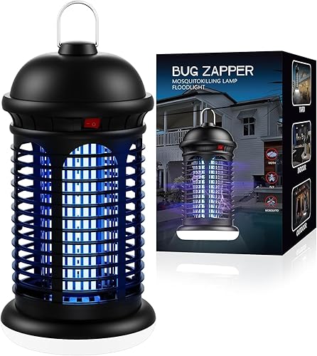 Exterminador de insectos para exteriores con luz LED, matamosquitos eléctrico de 4200 V, matamoscas de insectos para interiores y exteriores, cable