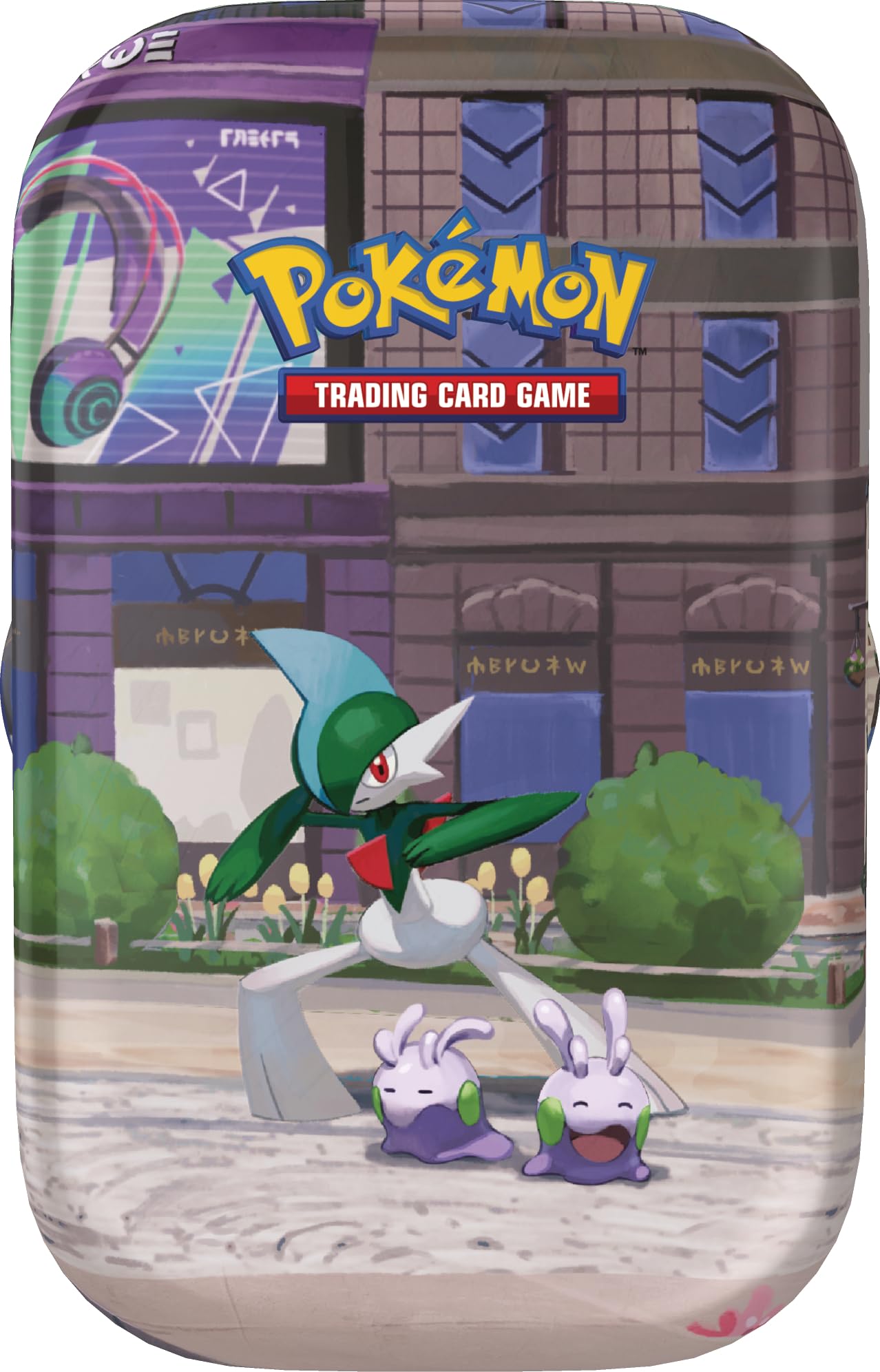 Pokémon: Minilata Ciudad Luminalia: Gallade y Goomy de JCC Pokémon (2 Sobres de Mejora, 1 Tarjeta ilustrada y 1 Pegatina)
