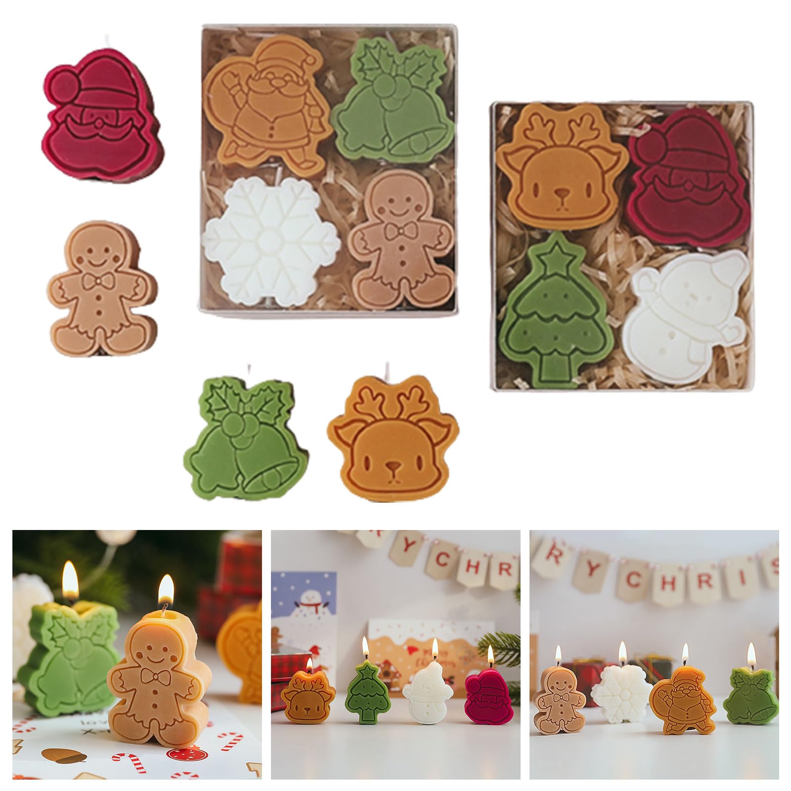 GOLOVENLD Creative Christmas Snowman Gingerbreads Man Desktop Set Home Decorations Birthday