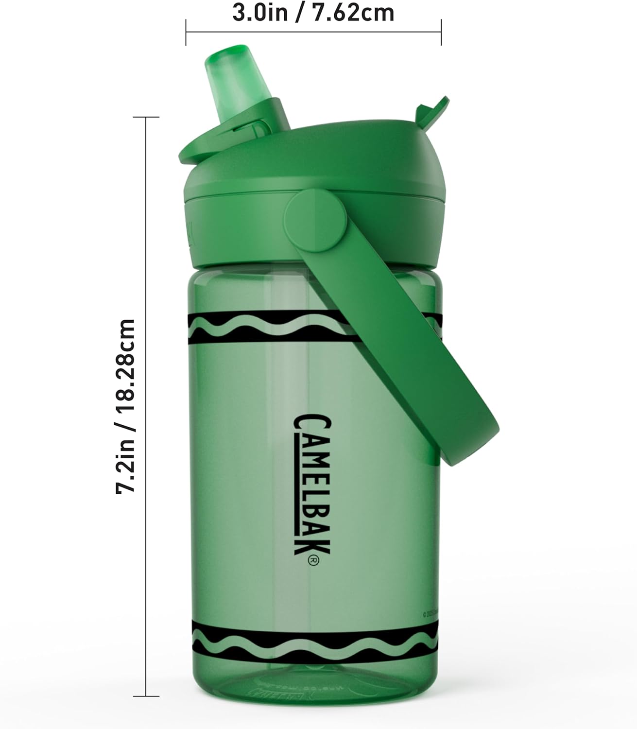 CamelBak Crayola Flip Straw Kids Water Bottle, Tritan Renew, Spill-Proof, 14oz, Green - Image 3
